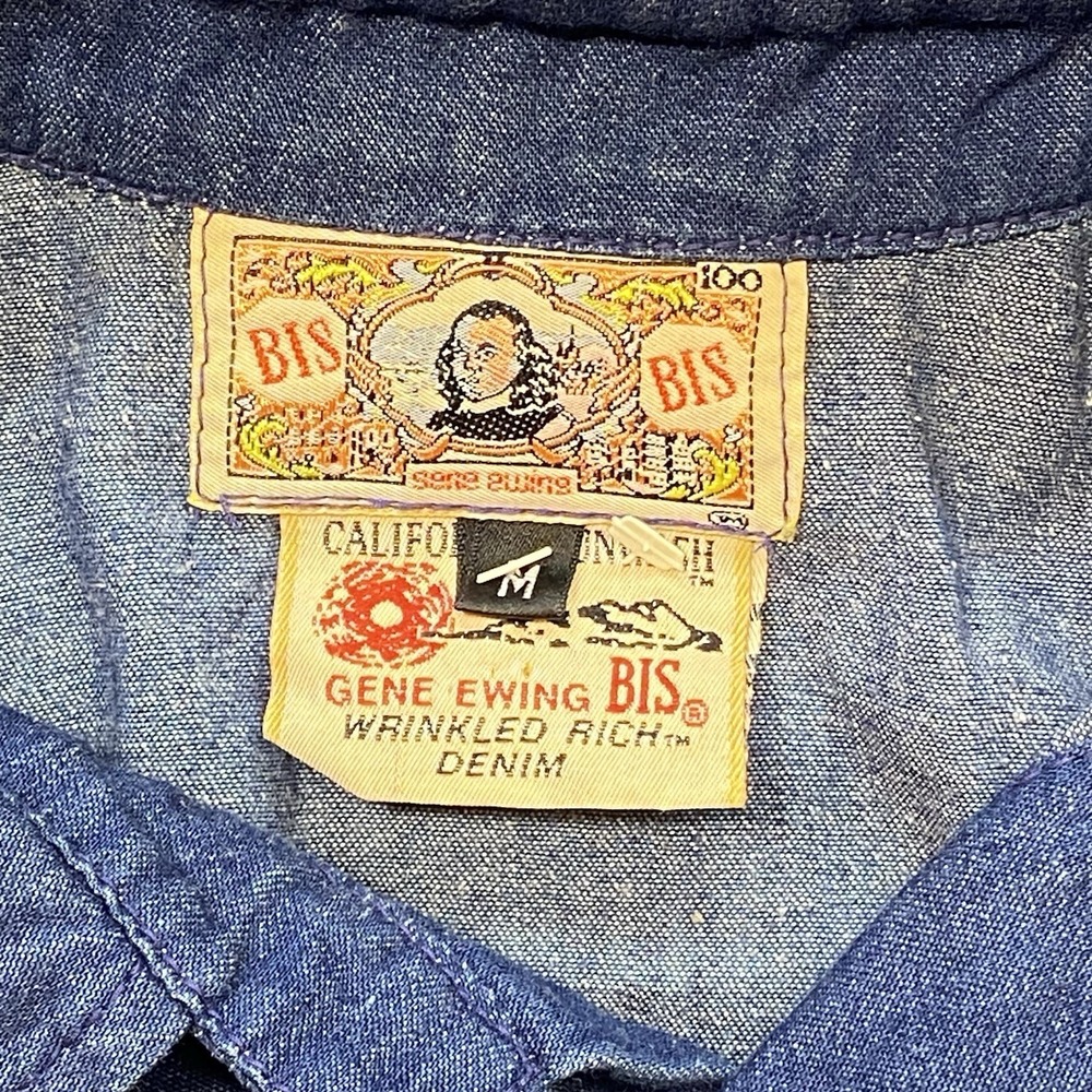 VTG Bis Bis Outdoors Button Up Pocket Shirt Men's Sz M Distressed Made In USA - Picture 4 of 10